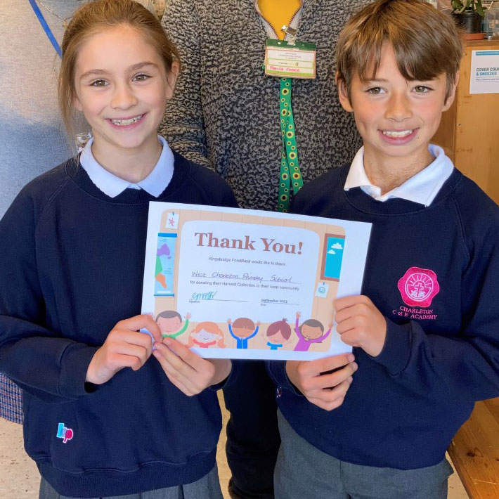 Pupils at Charleton Church of England Academy raise money for the PTFA at their Harvest Festival